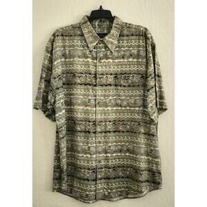 SHIRT-MEN-FIELD AND STREAM-SHORT SLEEVE-100% SILK-GREEN-LIGHT WEIGHT-SIZE LARGE